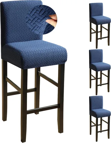 Vista 34 de FORCHEER - Juego de 4 fundas para sillas de bar con respaldos, fundas de jacquard beige para sillas de comedor, funda extraíble y lavable