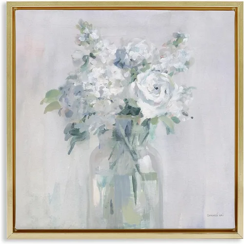 Vista 15 de Stupell Industries Ramo abstracto blanco con marco blanco Giclée Diseño de arte por Danhui Nai Enmarcado en blanco