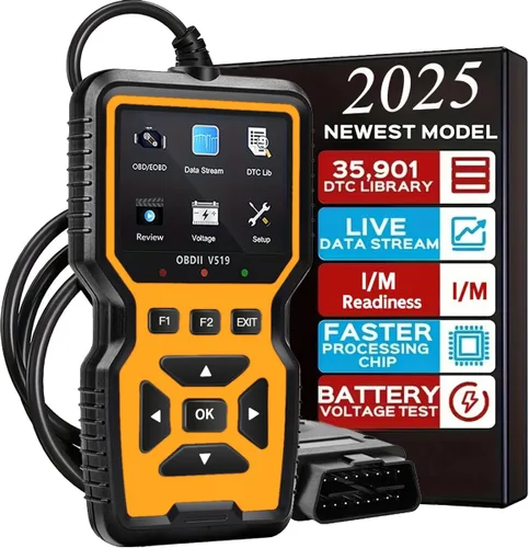 Vista 10 de Herramienta de Diagnóstico Escáner OBD2 - Lector de Códigos de Luz del Motor, Función de Restablecimiento, Flujo de Datos, Preparación I/M, Azul