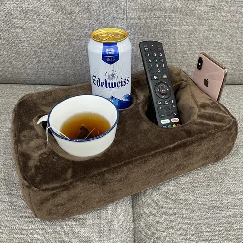 Vista 10 de Soporte para taza de sofá, soporte para control remoto de bebidas para el centro del sofá, cama, caravana, automóvil (beige)