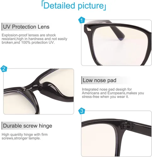 Vista 3 de Agstum Gafas de bloqueo de luz azul Gafas de juego antifatiga Gafas de computadora
