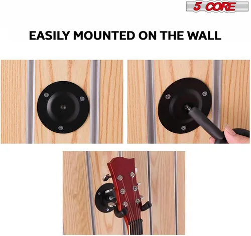Vista 3 de 5 CORE Soporte de pared para guitarra, 3 piezas, para bajo acústico eléctrico clásico para estudio en casa