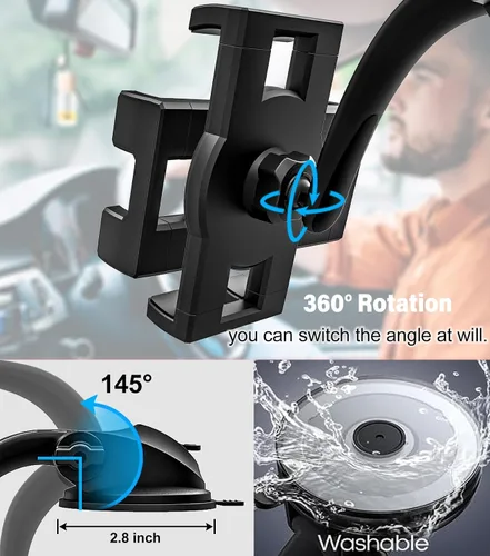 Vista 5 de Soporte de tablet para tablero de instrumentos para automóvil, brazo ajustable y estable Car Dash Windshield Tablet Holder Suction for 4-13