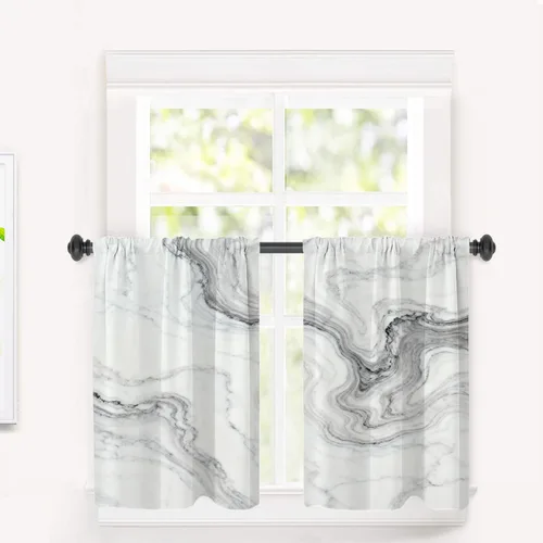 Vista 57 de Cortinas opacas de poliéster multicapa marrón con diseño de bosque natural, 2 unidades, 26 x 24 pulgadas