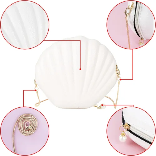 Vista 4 de Mini bolso de mano de noche de concha marina para mujer, bolso cruzado