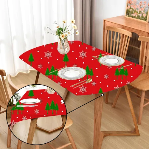 Vista 30 de Mantel ajustado blanco con elástico para mesas plegables de 48x48 pulgadas, manteles lavables y elásticos de elastano para mesas de cartas, manteles