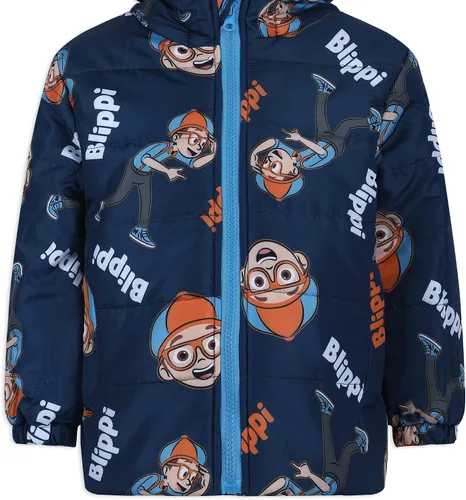 Vista 5 de Blippi Chaqueta acolchada para niños pequeños y pequeños, color azul marino