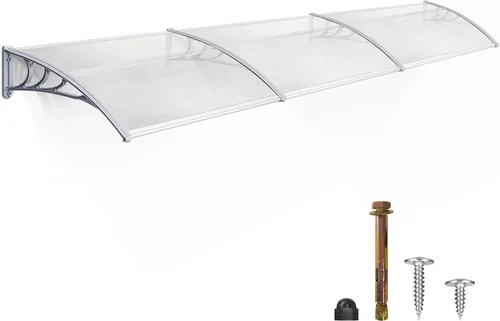 Vista 12 de MCombo - Toldo de policarbonato para ventana de exterior de 78.2 pulgadas, lámina hueca, toldo para puerta de patio