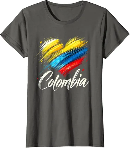 Vista 9 de Camiseta de orgullo colombiano con corazón de la bandera de Colombia