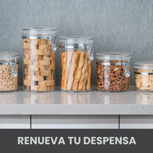 Vista 3 de Oggi contenedor acrílico hermético con abrazadera, Transparente