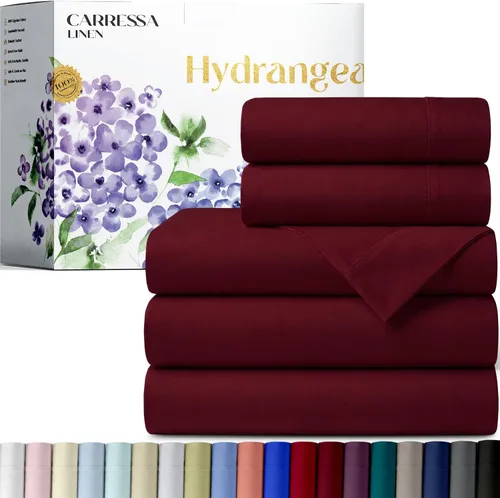 Vista 85 de Carressa Linen - Juego de sábanas 100% algodón de 600 hilos