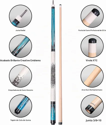 Vista 3 de CUPPA Pool Sticks for Adults 58 inch Professional Pool Cue 12.5mm Tip