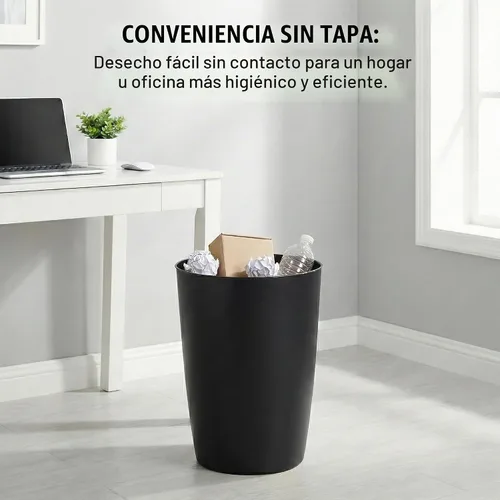 Vista 5 de Mini cesta de basura, cubo de basura de plástico pequeño y duradero, 1.6 Negro