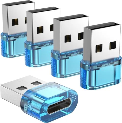 Vista 12 de Adaptador USB-A a USB-C paquete de 5 unidades, convertidor cargador USBC hembra a A macho, convertidor USB a USBC para iPhone 15 Plus Pro Max/Apple