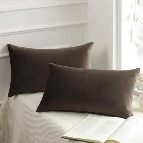 Vista 69 de Phantoscope Paquete de 2 fundas de almohada decorativas de terciopelo suave y cuadrado para sofá, color beige, 18 x 18 pulgadas, 17.7 x 17.7 in