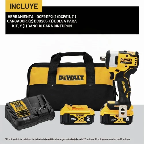 Vista 2 de DEWALT DCF911P2 20V MAX* 1/2 pulg. Llave de impacto inalámbrica con kit de yunque de anillo de retención