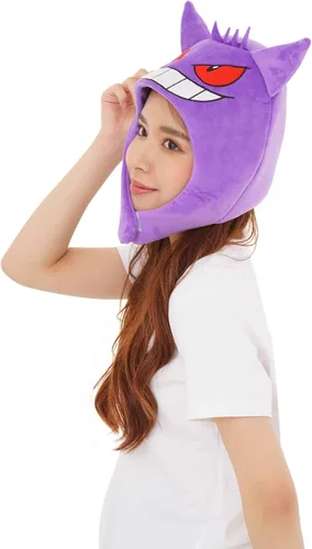 Vista 3 de SAZAC Pokemon Gengar Kigurumi Hat - Disfraz de Halloween, cosplay, gorro con orejeras, Púrpura