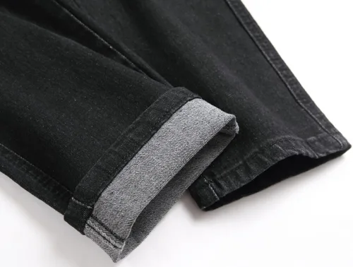 Vista 6 de Jeans elásticos ajustados para hombre, jeans ajustados rasgados para hombre, pierna recta, cómodos, cintura flexible, pantalones de mezclilla tipo