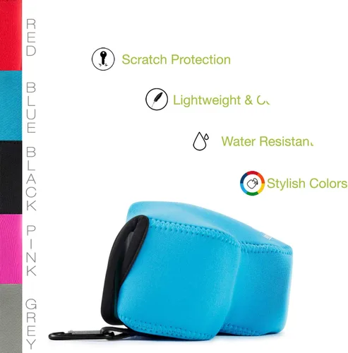 Vista 5 de MegaGear Nikon Coolpix L840 - Funda de neopreno para cámara, con mosquetón, color azul