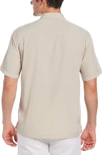 Vista 3 de Cubavera Paneles de inserción de manga corta para hombre con camisa de punto de púa