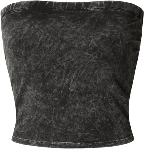 Vista 4 de MixMatchy Top de tubo para mujer con brasier integrado, top bandeau sin tirantes de doble capa, parte superior casual con fruncido lateral Y2K Negro