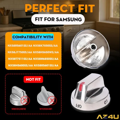Vista 3 de AZ4U 5 piezas DG64-00473A - Perilla para horno, compatible con Samsung Gas Range NX58F5700WS NX58K7850SS NX58H5600SS NX58J7750SS NX58M6850SS