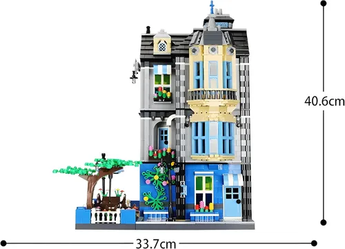 Vista 8 de General Jim's Victorian Townhouse & Garden Coffee Shop - Juego de bloques de construcción, 2313 piezas, modelo modular de construcción de ciudad