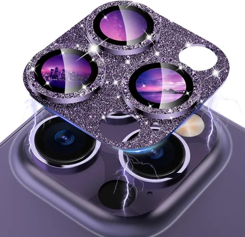 Vista 9 de CloudValley Protector de lente de cámara para iPhone 14 Pro/iPhone 14 Pro Max, vidrio templado 9H metal aluminio [diseño todo en 1], compatible