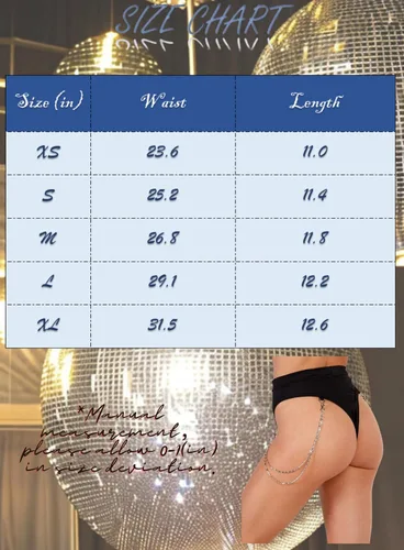 Vista 7 de EVELUST Pantalones de rave con cadena para mujer Sexy tanga bootylicious pantalones cortos Festival de corte alto traje fiesta club nocturno