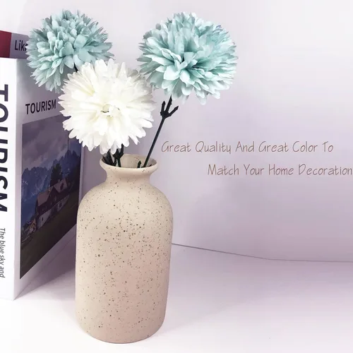 Vista 8 de Florero pequeño para decoración del hogar, jarrón blanco de cerámica, juego de 2 jarrones para flores, decoración de granja para el hogar, jarrones