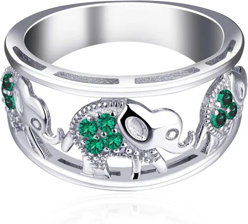 Vista 32 de JO WISDOM Anillo de elefante de plata de ley 925 con circonita cúbica