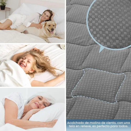Vista 6 de SLEEP ZONE Protector de Colchón Impermeable Almohadilla Twin Lavable a Máquina, Cubrecolchón Transpirable con Bolsillos Profundos, Uso en Todas