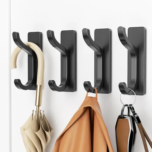 Vista 8 de pickpiff Ganchos adhesivos de pared para colgar en la puerta, gancho de metal para colgar toallas, bolso, bata, mochila, chaqueta, ropa, para baño