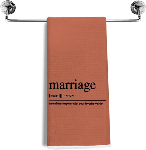 Vista 11 de Regalos de boda para parejas, recién casados, regalos de matrimonio, toallas de cocina para matrimonio, toallas de tejido de gofre de definición