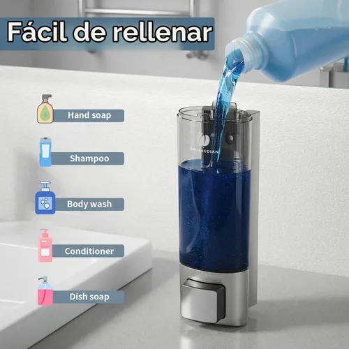 Vista 5 de Dispensador de jabón manual para montaje en pared, 6.76 oz/200 ml, sin Plata