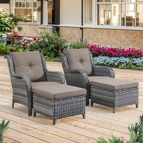 Vista 8 de Belord Mesa auxiliar pequeña para exteriores, mesa de mimbre de vidrio templado, mesa de centro impermeable para patio, mesa auxiliar de ratán