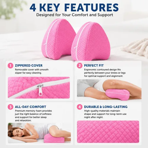 Vista 3 de 2 fundas de almohada de repuesto para patas Contour Legacy, lavable con cremallera, ligera y suave, solo funda (rosa melocotón)
