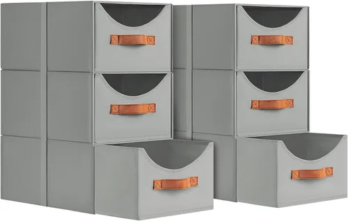 Vista 16 de Homsorout Cajones de almacenamiento apilables, contenedores de almacenamiento plegables con cajones, paquete de 8 cestas organizadoras de estantes