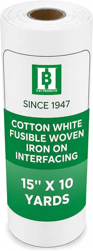 Vista 8 de H.B.I. Products - Interfaz para coser y manualidades de 12 pulgadas x 10 yardas, color blanco 100% cotton woven iron on interfacing, shirts