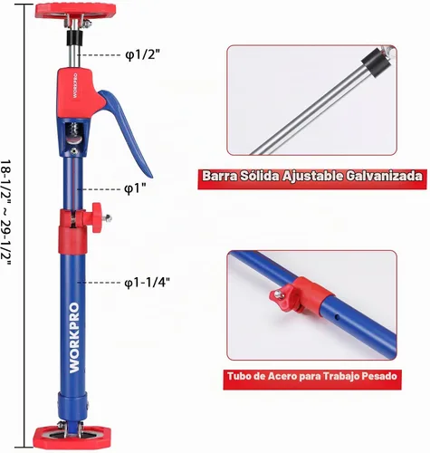 Vista 2 de WORKPRO - Gatos para gabinete, poste de soporte ajustable de 18-1/2" a 29-1/2", paquete de 2