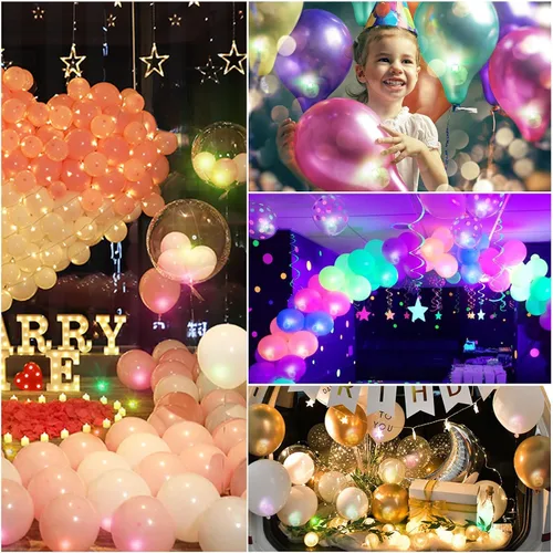 Vista 5 de ZGWJ 50 piezas de luces de globo mini, funciona con pilas, luz redonda impermeable LED de tiempo de espera prolongado para globo de cumpleaños