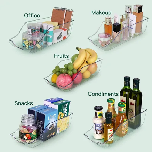 Vista 3 de Juego de 4 cubos organizadores de refrigerador, almacenamiento de despensa, dispensador de latas para armario de cocina o encimera, soporte