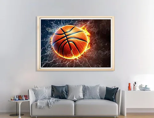 Vista 3 de Diymood DIY Kits de pintura de diamantes 5D para adultos Baloncesto - Kits de arte de diamantes para adultos Llama Taladro completo redondo