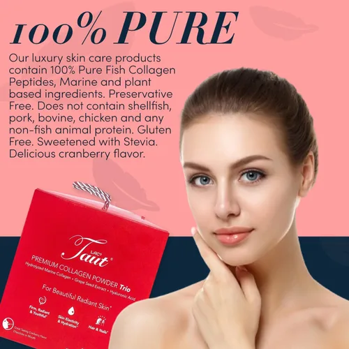 Vista 3 de TAUT Colágeno en polvo para mujeres, bolsita de colágeno hidrolizado marino puro para piel de aspecto más joven, 1500 mg de péptidos de colágeno