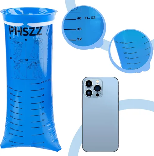 Vista 3 de Paquete de 40 bolsas de vómito desechables, resistentes a fugas, bolsa portátil azul para vómitos, 33.8 fl oz Emesis Vomit, vómito para vómito