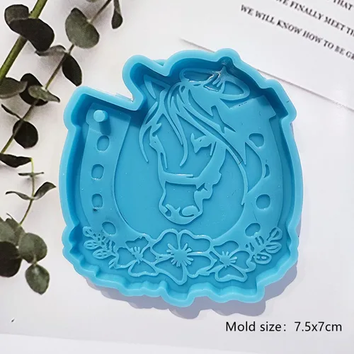 Vista 4 de Molde de silicona para llavero de resina de herradura, para manualidades de resina epoxi, collar, colgante, molde de fundición de resina para hacer