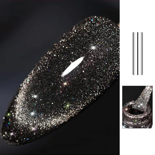 Vista 13 de X&D Juego de esmaltes de uñas de gel Cat Eye en arco iris reflectante con efecto holográfico magnético, 0.2 fl oz de esmalte de uñas para arte de 1