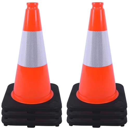 Vista 10 de OrangeStar 6 Pack 36" Conos de seguridad de tráfico, conos de estacionamiento verdes con collar reflectante, conos de construcción con base