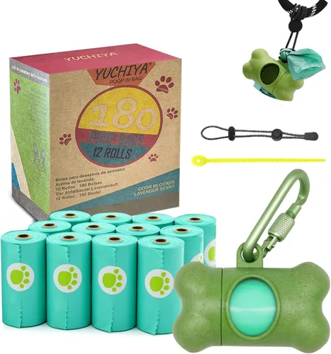 Vista 16 de Dispensador de bolsas de recogida de caca de perro con 1 rollo de color aleatorio, bolsas de residuos para perros a prueba de fugas y perfumadas
