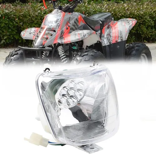 Vista 5 de Riloer Faro delantero ATV ABS blanco ATV se adapta a la mayoría de 50-125cc ATV Quad Buggy 4 ruedas